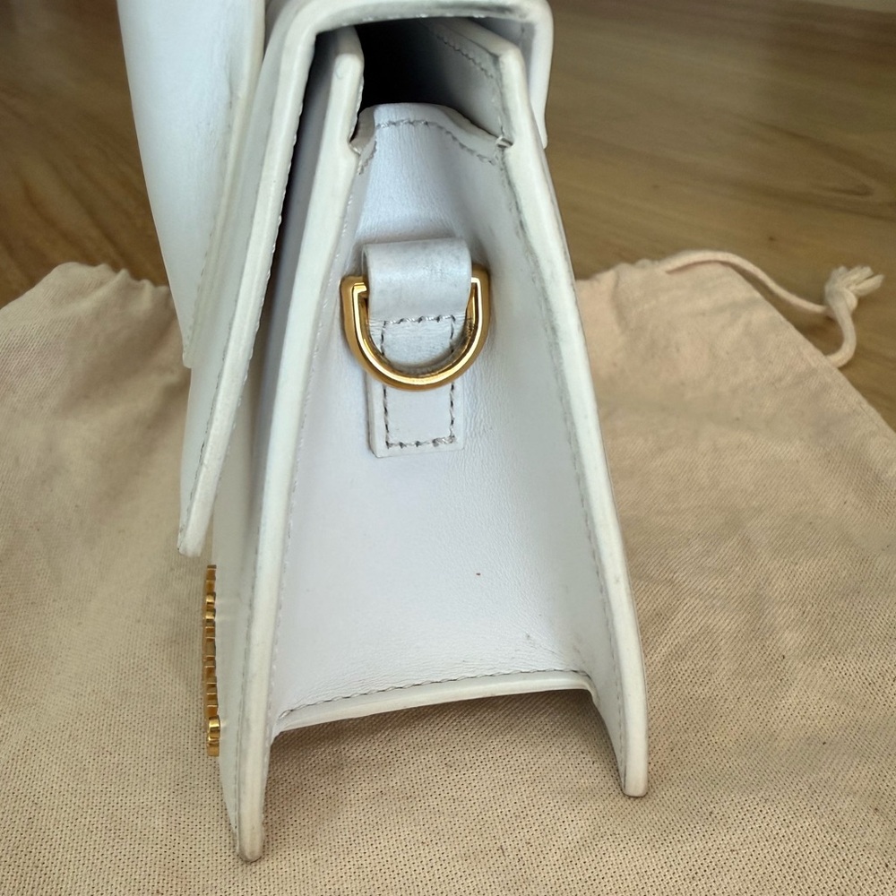 Jacquemus White Mini Leather Shoulder Bag with Gold Hardware - Picture 7 of 8
